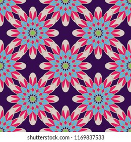 New color seamless pattern with many flower.