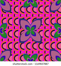 New color seamless pattern with many flower.