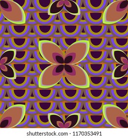New color seamless pattern with many flower.