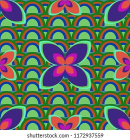 New color seamless pattern with many flower.
