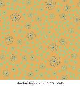 New color seamless pattern with many flower.