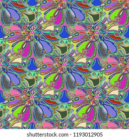 New color seamless pattern with many flower.