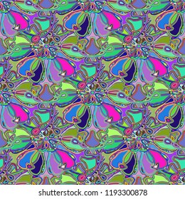 New color seamless pattern with many flower.