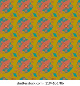 New color seamless pattern with many flower.