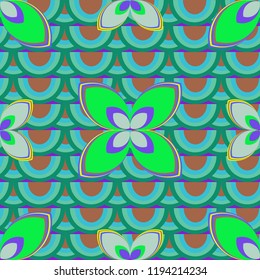 New color seamless pattern with many flower.