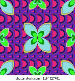 New color seamless pattern with many flower.