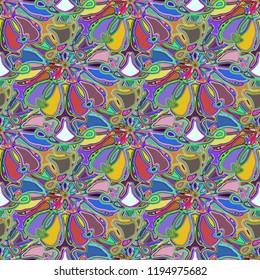 New color seamless pattern with many flower.