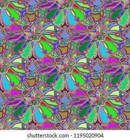 New color seamless pattern with many flower.