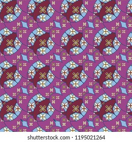 New color seamless pattern with many flower.