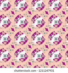 New color seamless pattern with many flower.