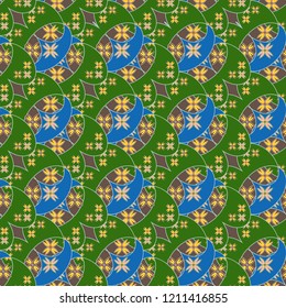 New color seamless pattern with many flower.