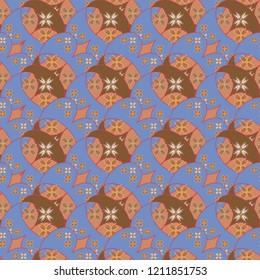 New color seamless pattern with many flower.