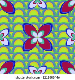 New color seamless pattern with many flower.
