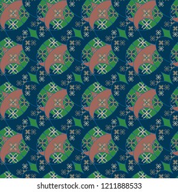 New color seamless pattern with many flower.