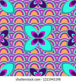 New color seamless pattern with many flower.