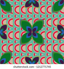 New color seamless pattern with many flower.