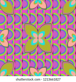 New color seamless pattern with many flower.