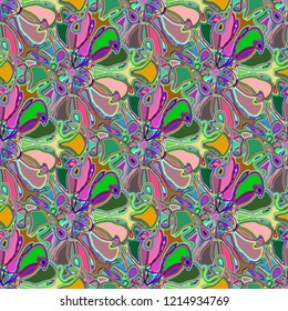 New color seamless pattern with many flower.