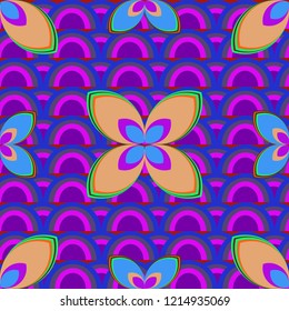 New color seamless pattern with many flower.