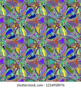 New color seamless pattern with many flower.