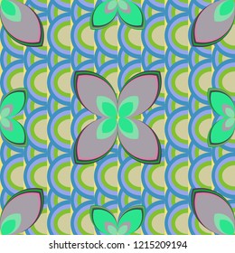 New color seamless pattern with many flower.
