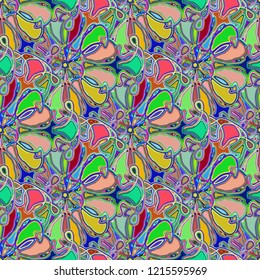 New color seamless pattern with many flower.