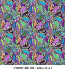 New color seamless pattern with many flower.