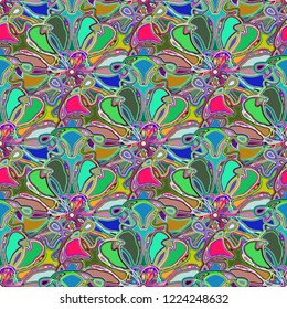 New color seamless pattern with many flower.