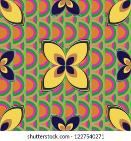 New color seamless pattern with many flower.