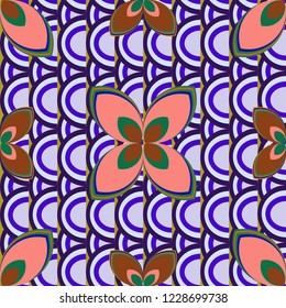New color seamless pattern with many flower.