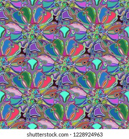 New color seamless pattern with many flower.