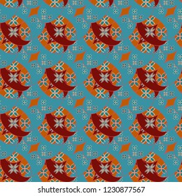 New color seamless pattern with many flower.