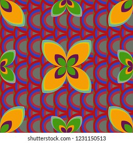New color seamless pattern with many flower.