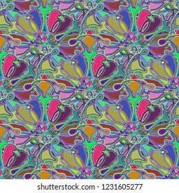 New color seamless pattern with many flower.