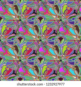 New color seamless pattern with many flower.
