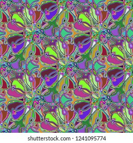 New color seamless pattern with many flower.
