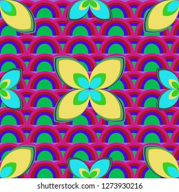 New color seamless pattern with many flower.