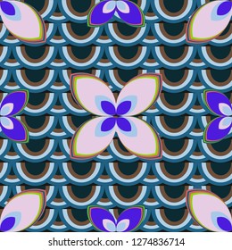 New color seamless pattern with many flower.