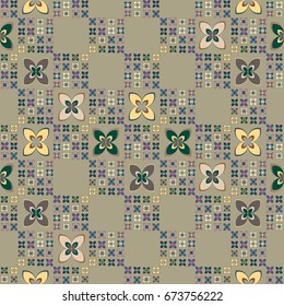 New color seamless pattern with many flower.