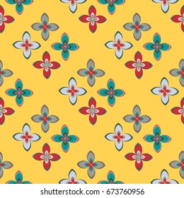 New color seamless pattern with many flower.