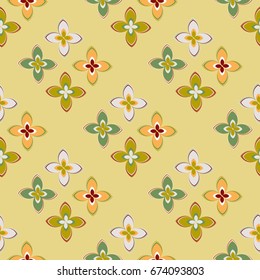 New color seamless pattern with many flower.