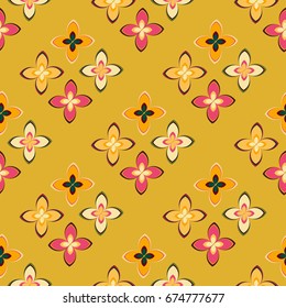 New color seamless pattern with many flower.