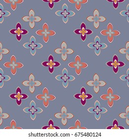 New color seamless pattern with many flower.