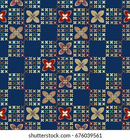 New color seamless pattern with many flower.