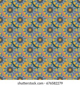 New color seamless pattern with many flower.