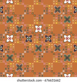 New color seamless pattern with many flower.