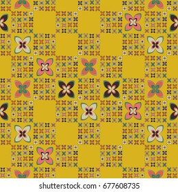 New color seamless pattern with many flower.