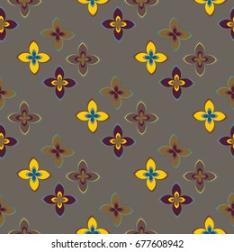 New color seamless pattern with many flower.