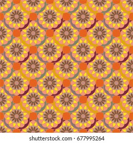 New color seamless pattern with many flower.