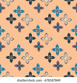 New color seamless pattern with many flower.